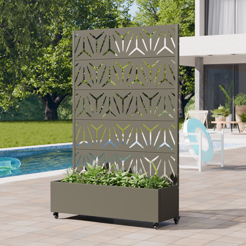 Kore 72 in. H x 47 in. W Planter Box with Wheels, Olive Gray