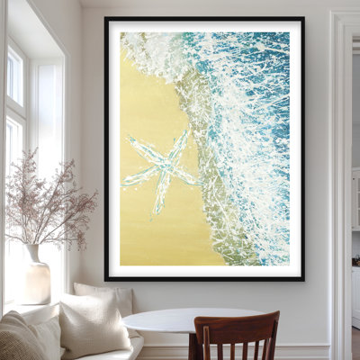 Left Side Seastar - Coastal Bedroom Framed Matted Print