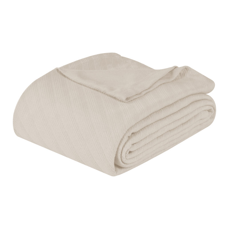 Jeté léger en coton tissé à motif jacquard Milan, Lit simple, Ivoire ivoire