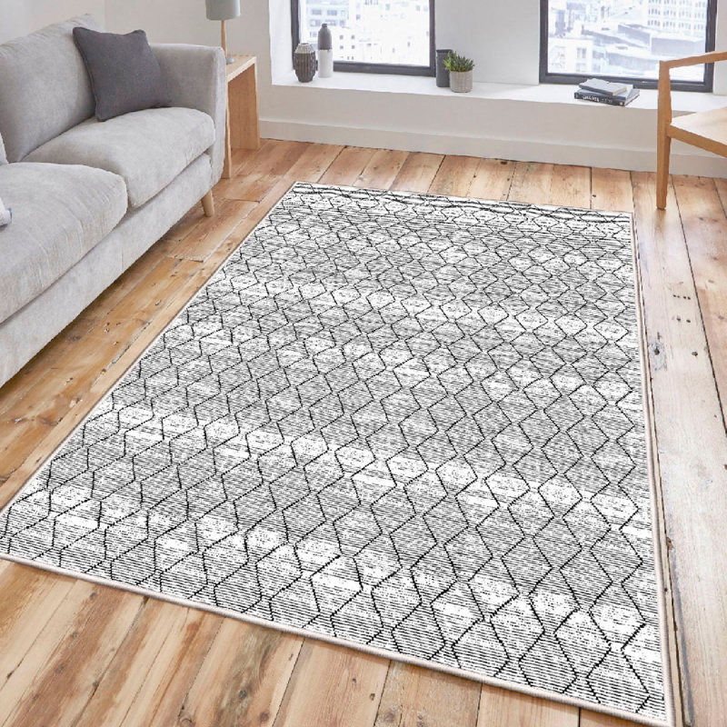 Wencil Versatile Machine Washable Area Rug, 4.6 x 7.2 ft, 100% Cotton, Antibacterial | Plush Pile Height: 0.4 in, Non-Slip PVC Underside, Dot Base, Elegant Cream, Blue, Red, Purple & Camel Colors | Durable & Stylish Home Decor