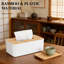 Couvercle de boîte à mouchoirs moderne avec couvercle en bois - Support de base en plastique pour le comptoir de salle de bain, de cuisine, de bureau et de maison