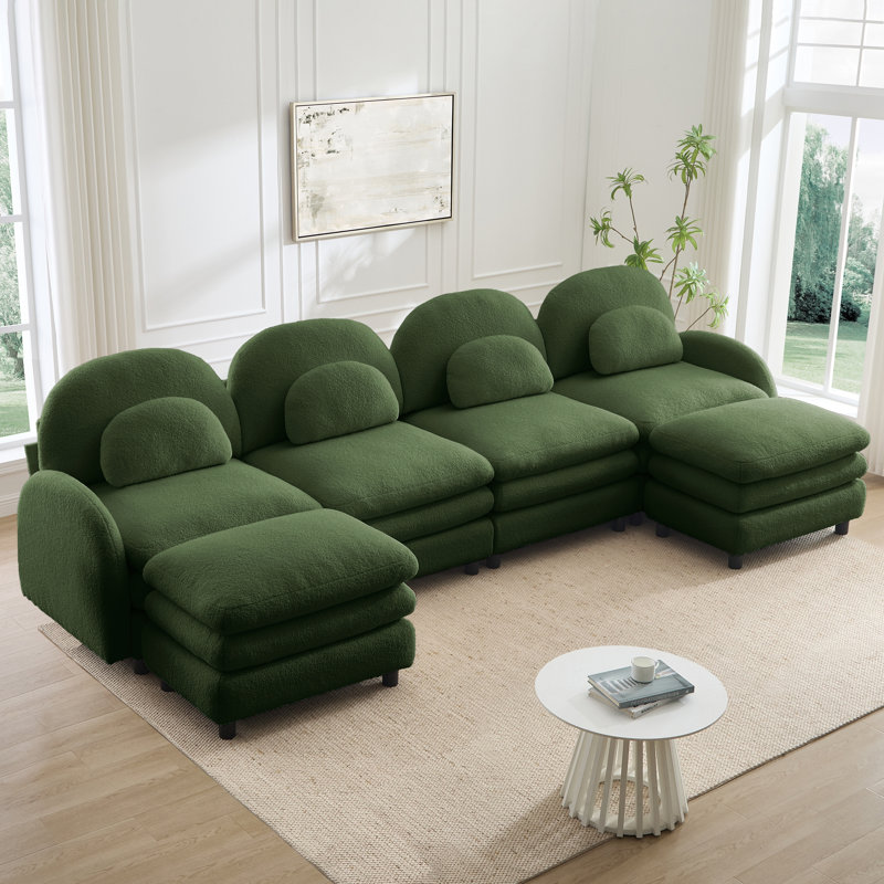 Canapé Teddy, H 35,4 po x l 129,1 po x P 55,5 po, Vert