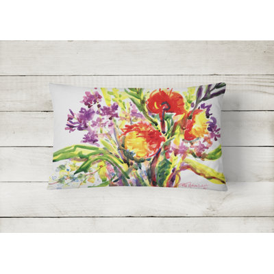 Flower Floral Outdoor Reversible Throw Pillow