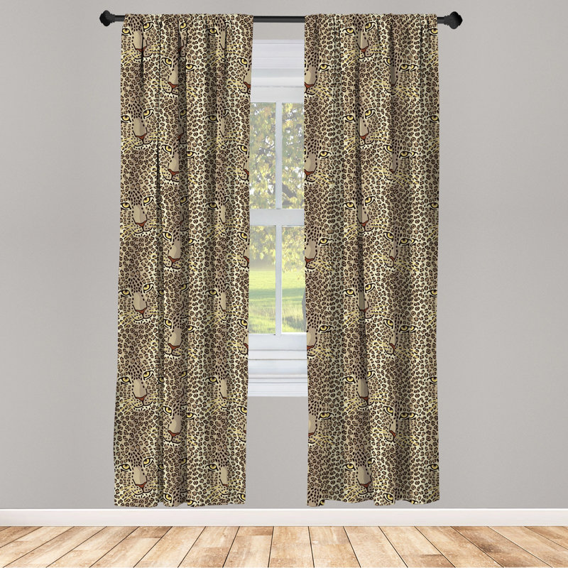 Leopard Print Semi-Sheer Rod Pocket Curtain Panels, 28" x 84"