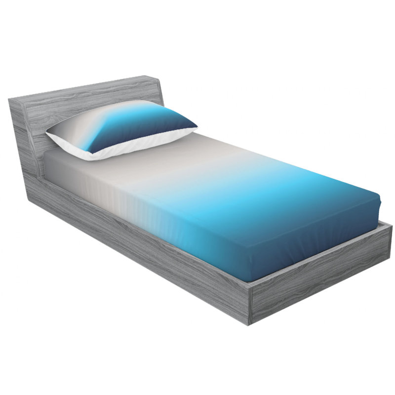 Microfiber Ombre Sheet Set, Queen Sheet Set with Fitted Sheet, Gray/Blue