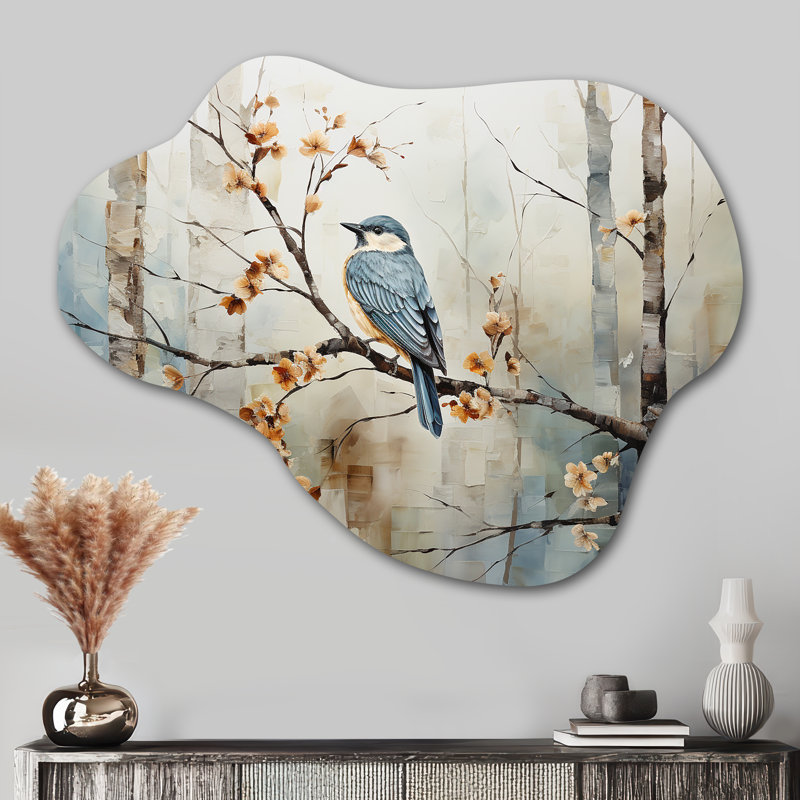 Birch Woods Ethereal Elegance III - Cloud Tree Birch Metal Wall Art, Asymmetrical Metal Wall Sculpture Print