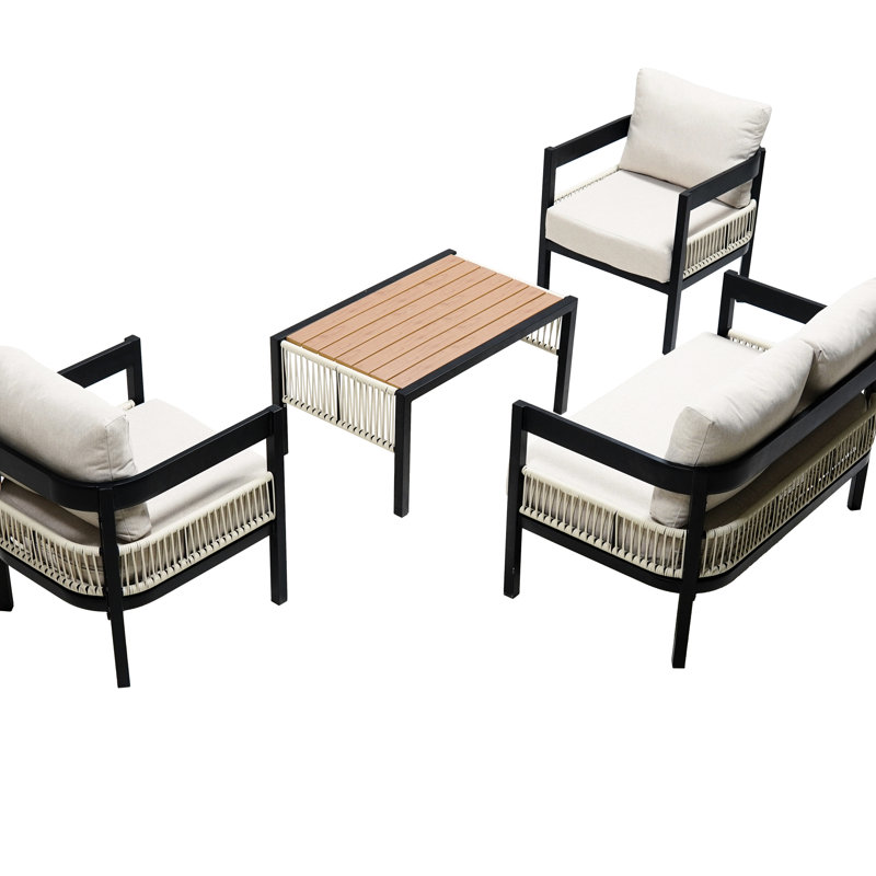 Mobilier d'extérieur pour la pelouse - Fer avec table et, pour le jardin, Beige