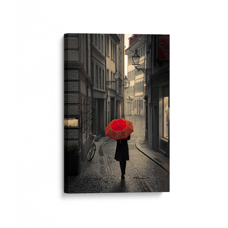 Parapluie rouge rêverie, H 18 po x l 12 po, Toile tendue sur cadre, Ne s’applique pas
