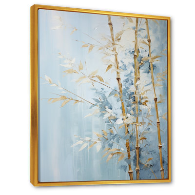 Or et bambou bleu sur toile