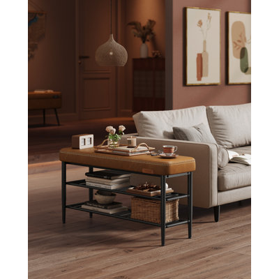 Arrigo Revolution Performance Fabrics® Upholstered Bench with Shelves