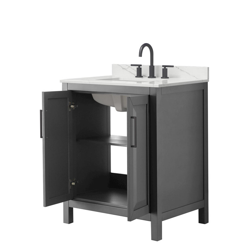 Daria 30'' W Vanity, Matte Black, Gray, Giotto Quartz