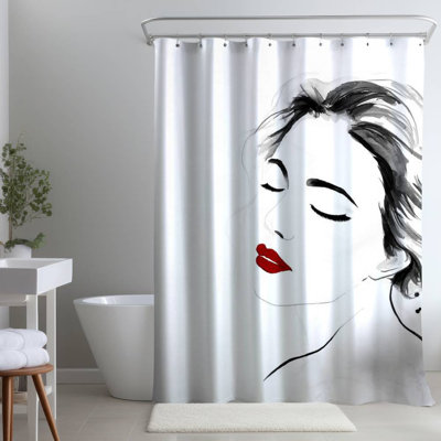 Shower Curtain FI58 – Polyester Shower Curtain, Dye Sublimation Print, 71" W × 74" L