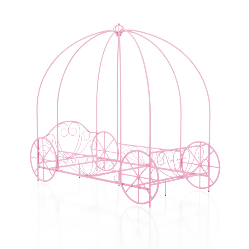 Larrison Whimsical Metal Twin Carriage Bed, Pink