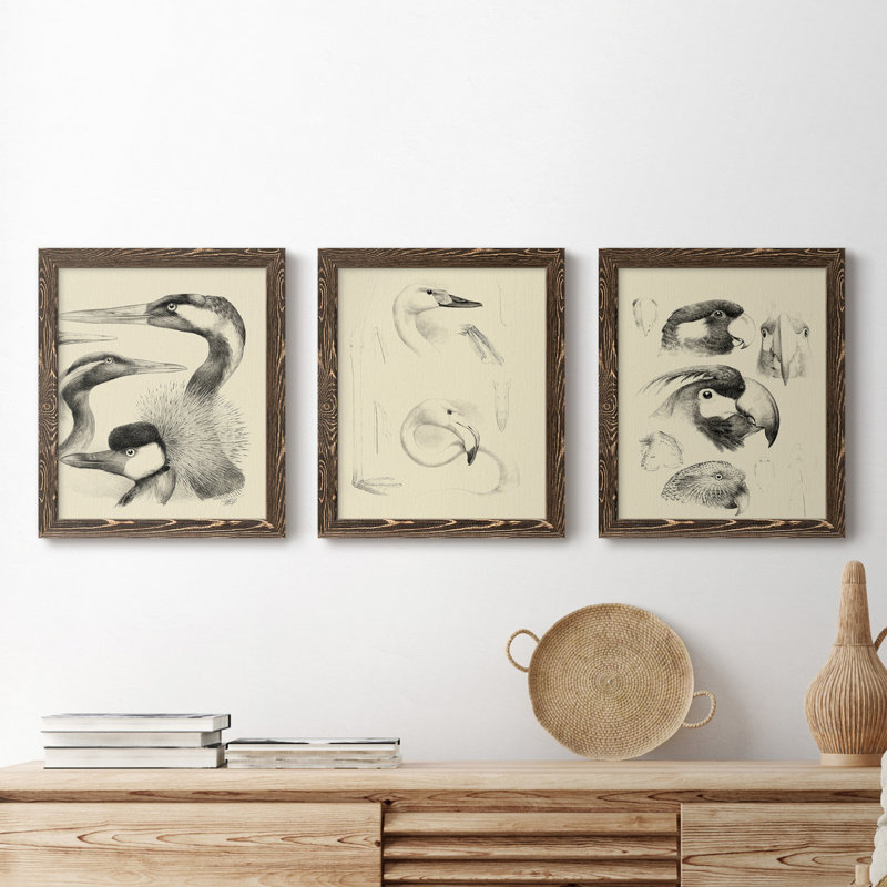 «A Sense of Space I», ensemble de 3 peintures sur toile encadrées, H 24 po x l 36 po x P 1,5 po, Noyer