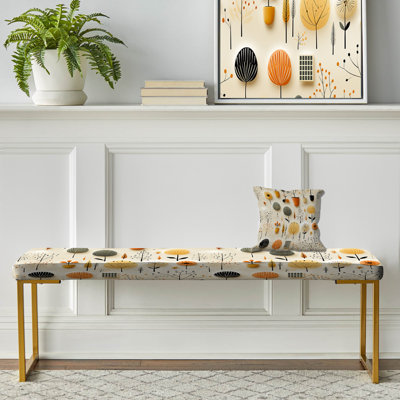 Mcm Minimalist Charm - Midcentury Upholstered Gold Bench