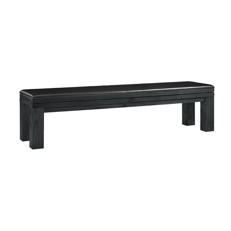 Banc de rangement en cuir véritable avec compartiment rabattable American Heritage Alta, Bois de frêne noir