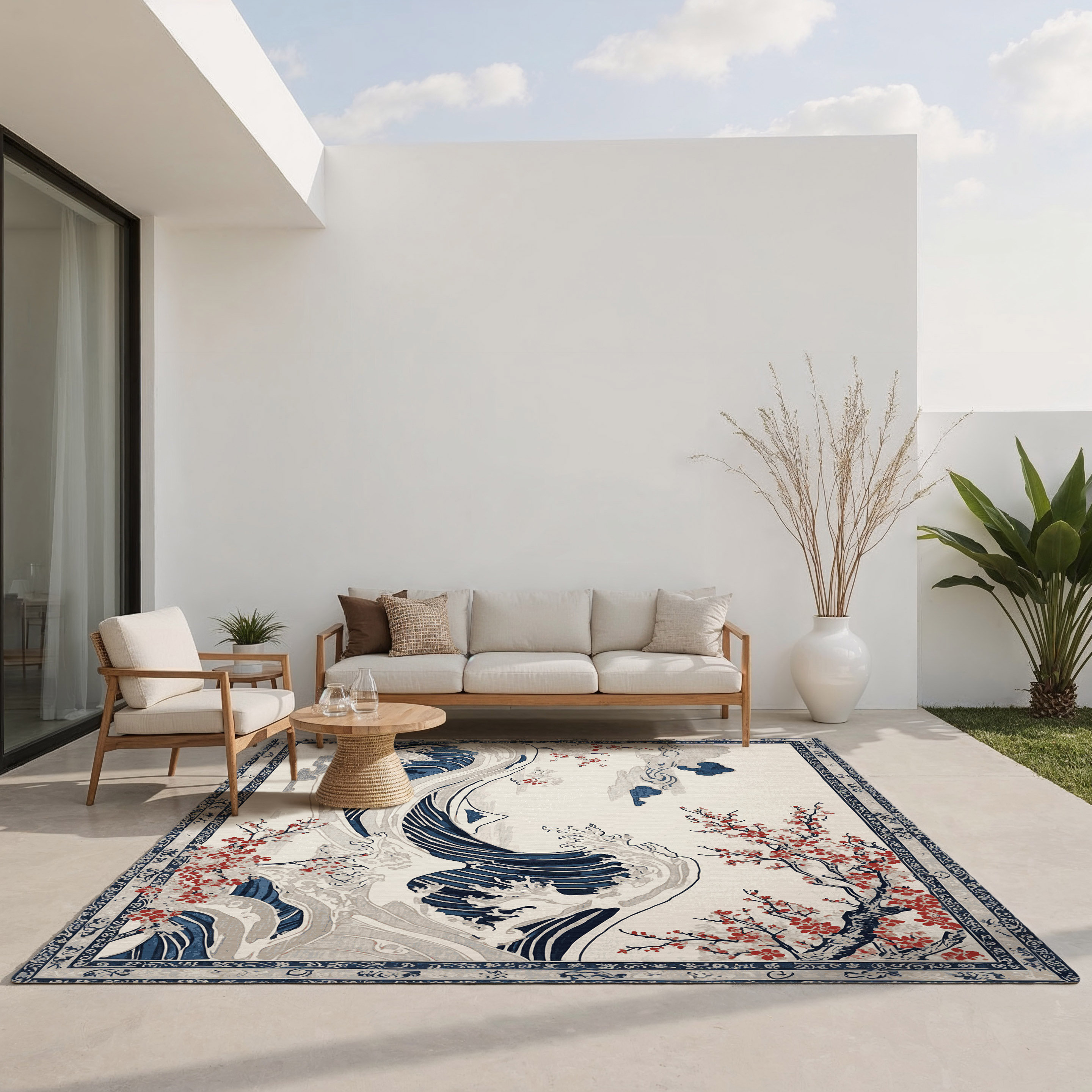 Bloom Outdoor Rug Winston Porter Moonlit Bloom Indoor And Outdoor Area Rug | Wayfair