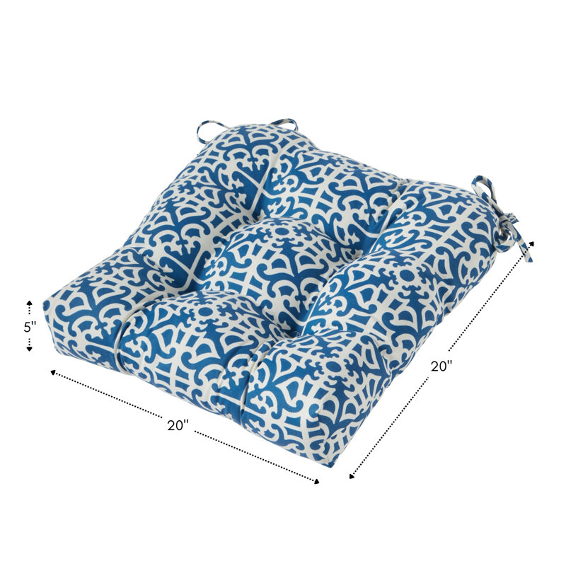 Shipton Outdoor 20'' Dining Chair Seat Cushion, 2, Indigo