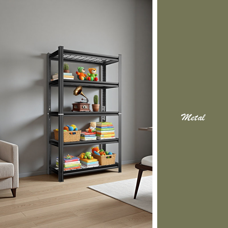 5-Layer Metal Storage Rack, Adjustable Height Storage Rack, 2000 Pound Load, Suitable For Garages, Kitchens, Supermarkets, Storage Rooms,