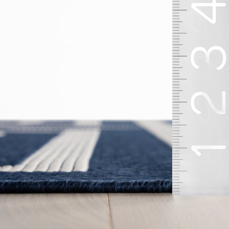  Zirelle Indoor/Outdoor Contemporary Area Rug, Rectangle 4' x 6', Blue