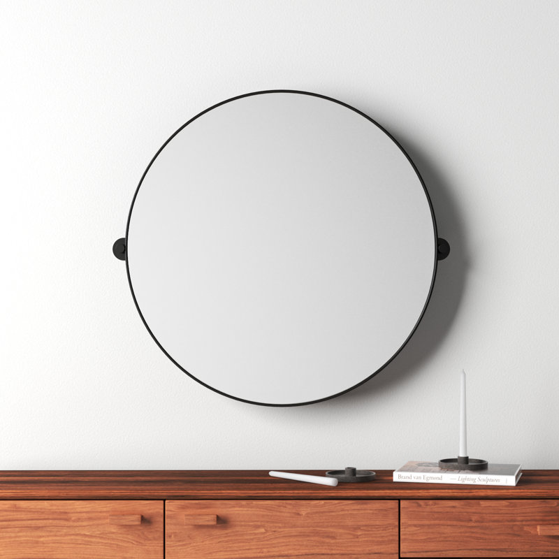 Evvie Metal Flat Wall Mirror, Black
