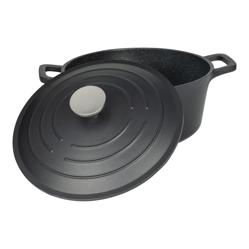 Grunwerg Commichef Non-Stick Cast Aluminum Round Dutch Oven, Black, 5l