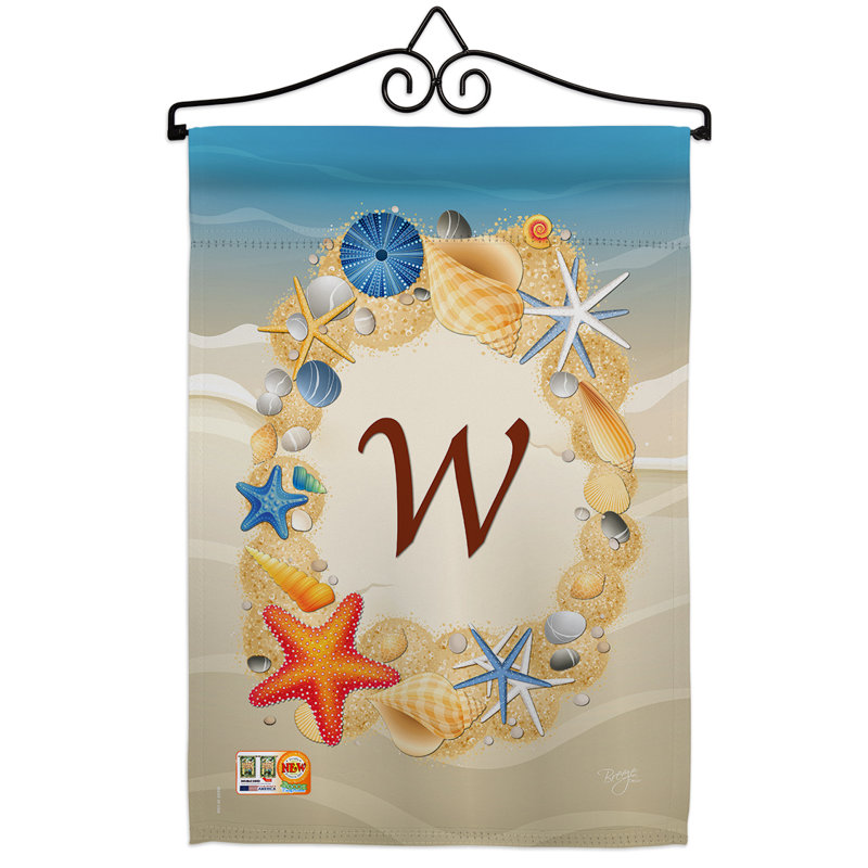 Été de polyester à 2 faces initiale 19 x 13 po. ensemble de drapeaux, W