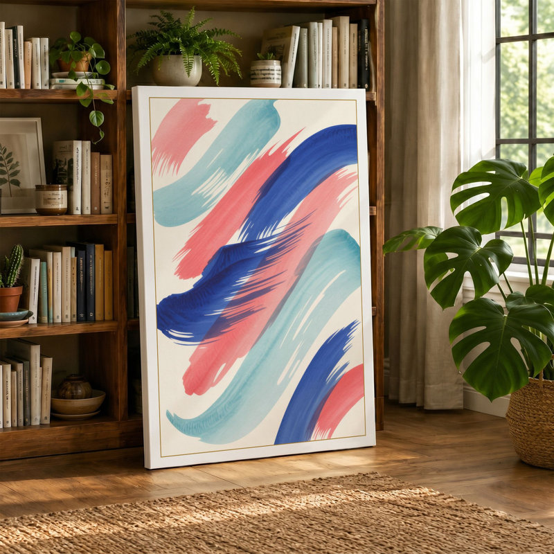 Flowing Gestures Abstract - Wrapped Canvas, 30x20 - 76.2 x 50.8 cm, Teal Border