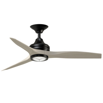 Spitfire 48 inch Indoor/Outdoor Ceiling Fan with LED Light Kit - Black with Washed White Blades