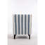 Fauteuil rembourré en lin rayé bleu et blanc pour le salon, design rétro avec garniture cloutée, fauteuil confortable