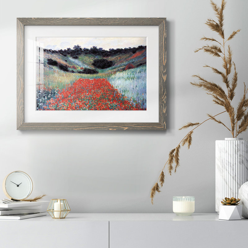 Champ de coquelicots à Giverny par Monet, H 18 po x l 26 po x P 1,5 po, Gris