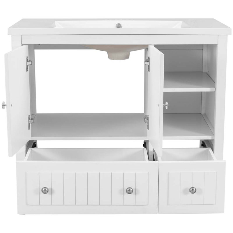 36 meuble-lavabo simple avec lavabo, Blanc