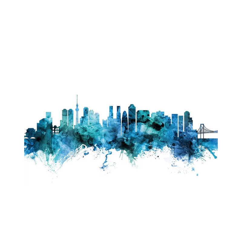 Tokyo, Japan Skyline by Michael Tompsett - 1 Piece Wrapped Canvas Wall Art, 20.32 cm H x 30.48 cm W