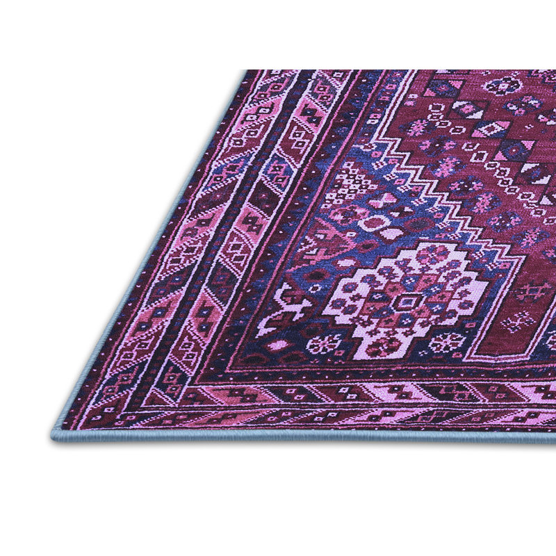 Tapis oriental tissé à la machine 7 pi x 10 pi bleu / gris / brun