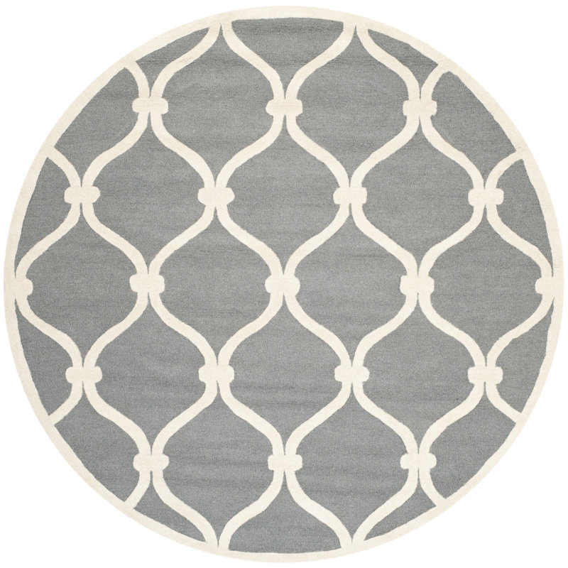 Cannen Hand Tufted Wool Geometric Rug, Round 8'