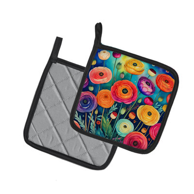 Colorful Ranunculus Pair of Pot Holders