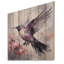 Colibri gris flottant - Illustration d'un colibri sur bois-202745489