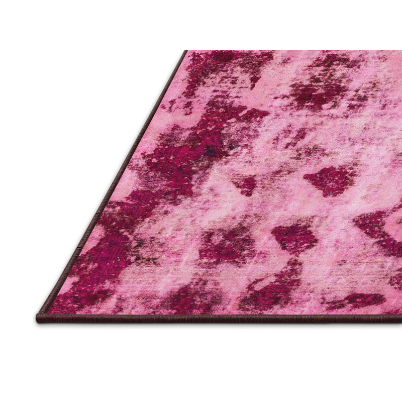 Tapis rose en laine Power Loom, Rectangle 5 pi x 7 pi