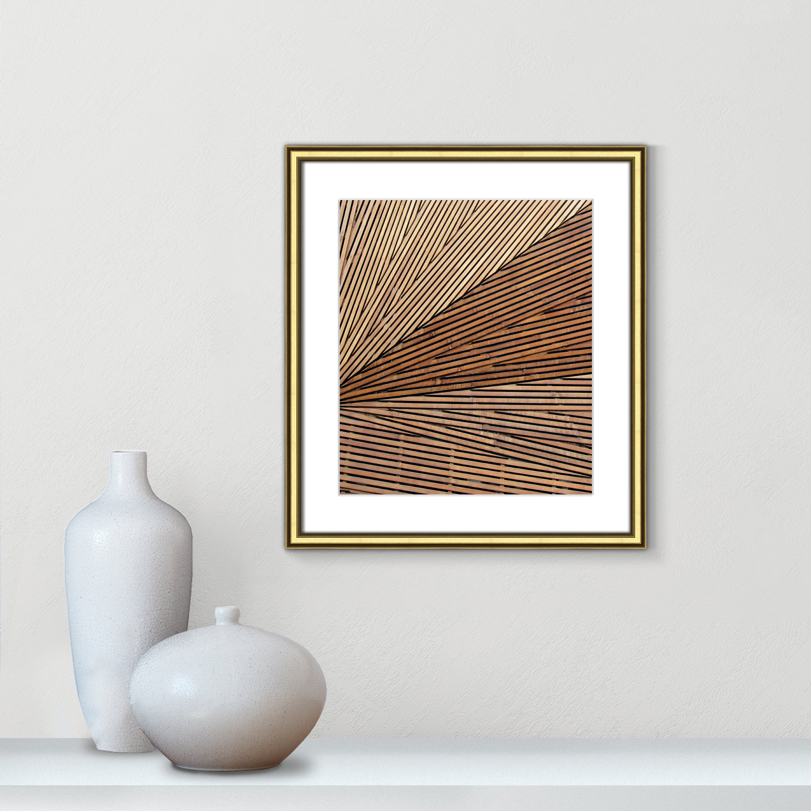 Fayette "Geometric Wood Panel 1" Print, Gold, 16.25" H x 14.25" W x 0.88" D