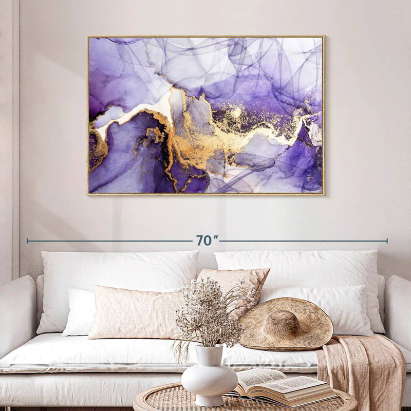 Mauve brume mauve, Cadre flottant en bois naturel, 46 po x 31 po