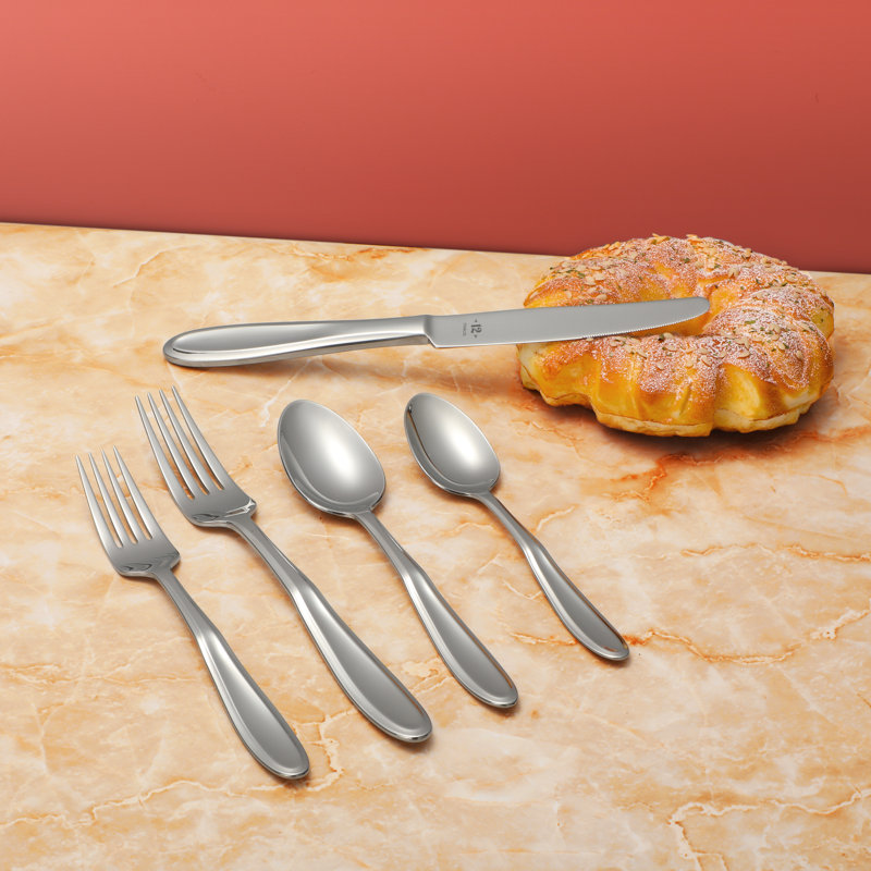 26-Piece Polished Stainless Steel Flatware Set with Beveled Edges