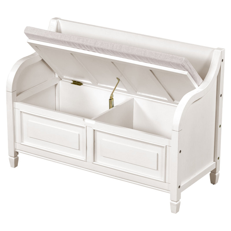 Marylea Upholstered Storage Bench, Off White