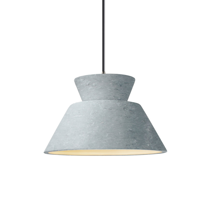 Luminaire suspendu géométrique à 1 lumière Logan, Béton, Chrome poli / cordon blanc, Incandescente (non incluse)
