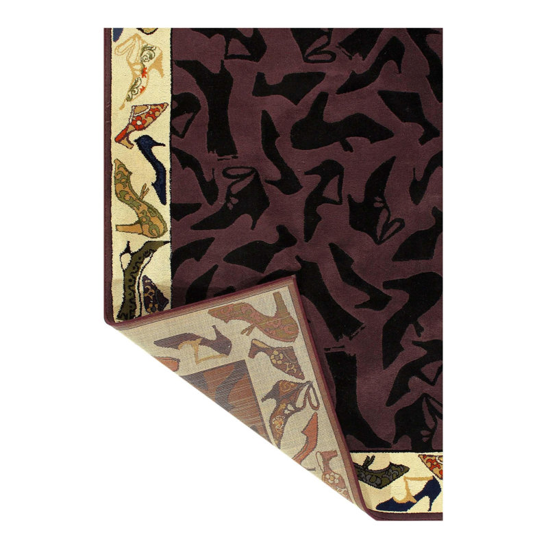 Geometric Area Rug in Burgundy