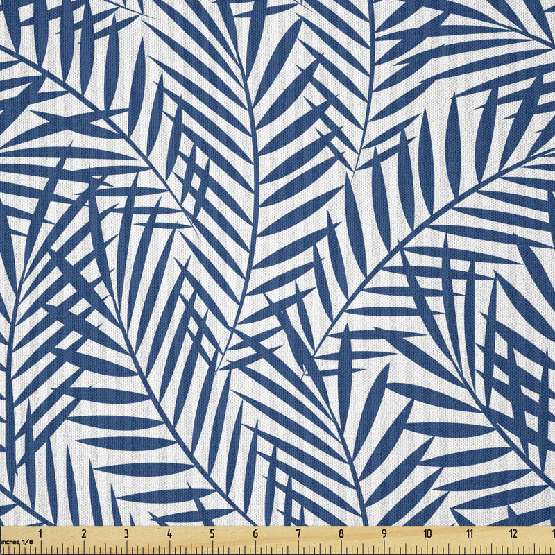 Dayvonne Blue Palm Tree Leaves Multi-Purpose Fabric