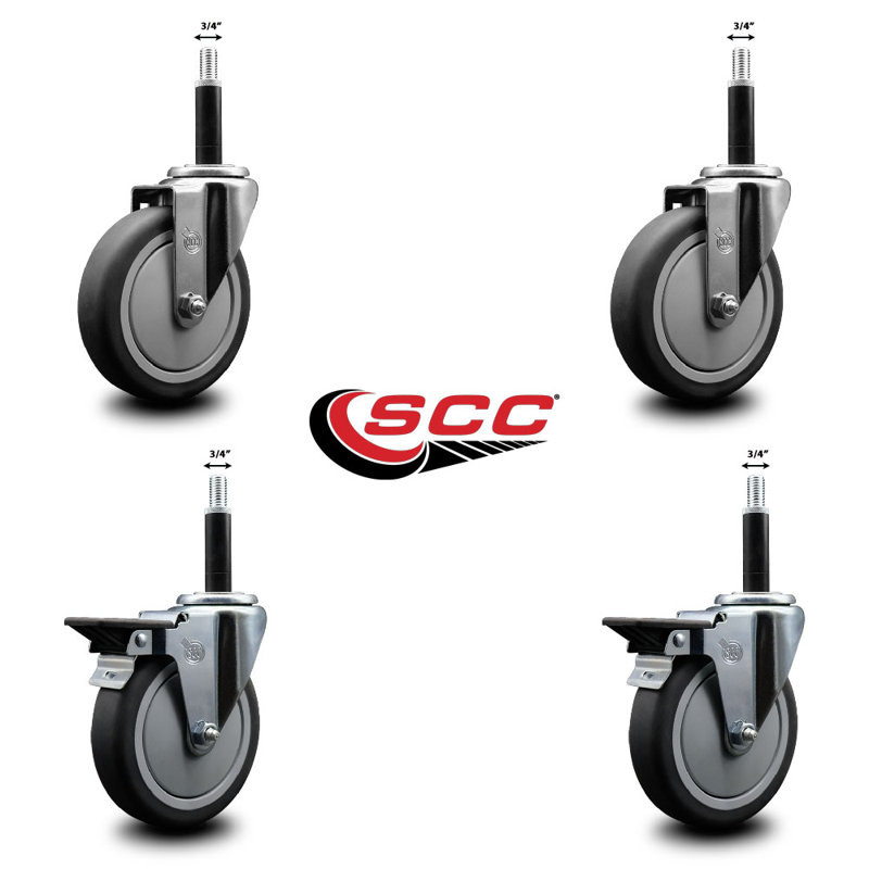 Ensemble de roulettes extensibles en caoutchouc thermoplastique pivotant sur roues 3/4 po 2 freins SCC