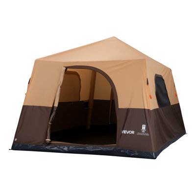 Tente de camping, tente de chalet gonflable pour 8 personnes avec pompe rechargeable, chambre à air en TPU et 4 grandes fenêtres en filet, imperméable et facile à installer avec sac de transport pour le camping et la randonnée en plein air, beige