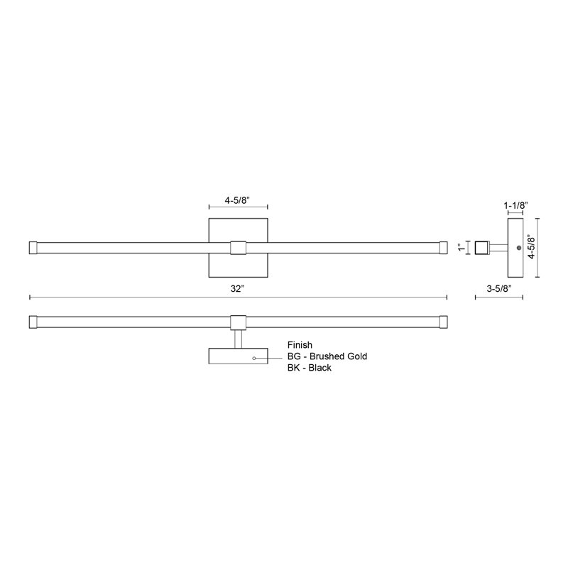 Blade 1 - Light LED Wallchiere, Brushed Gold