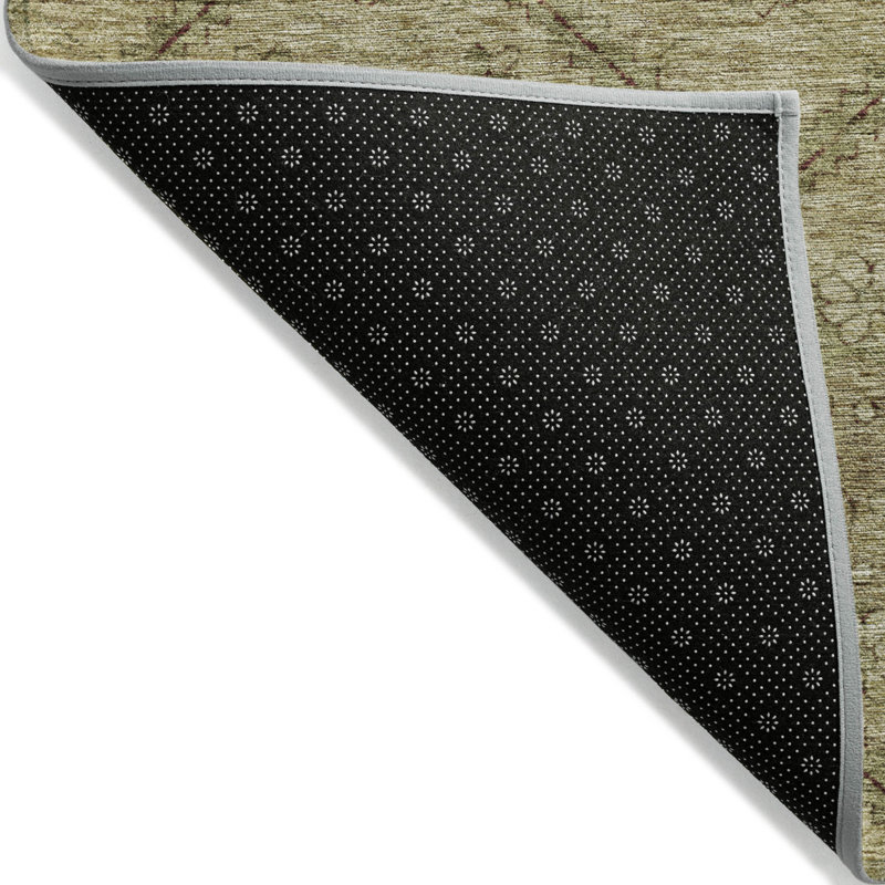 Tapis extérieur lavable floral taupe et doré 8 pi x 10 pi noir