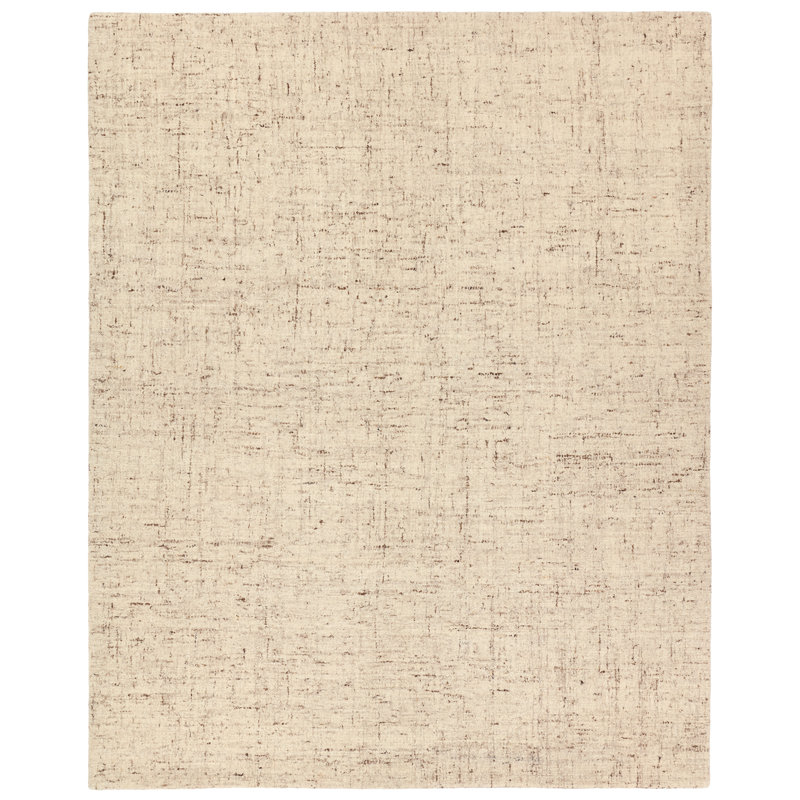 Macklin Handmade Solid Cream/Brown Area Rug, Rectangle 5' x 8'